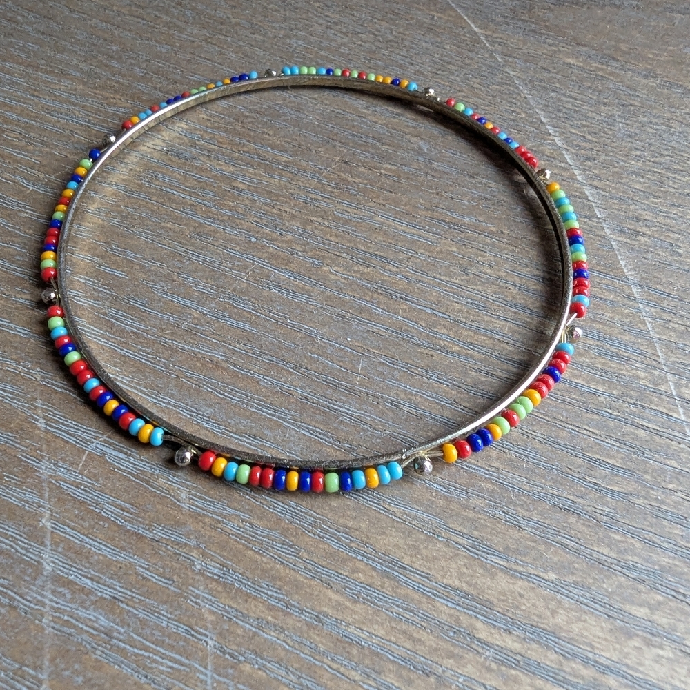 Colorful Thin Beaded Bangle Bracelet
